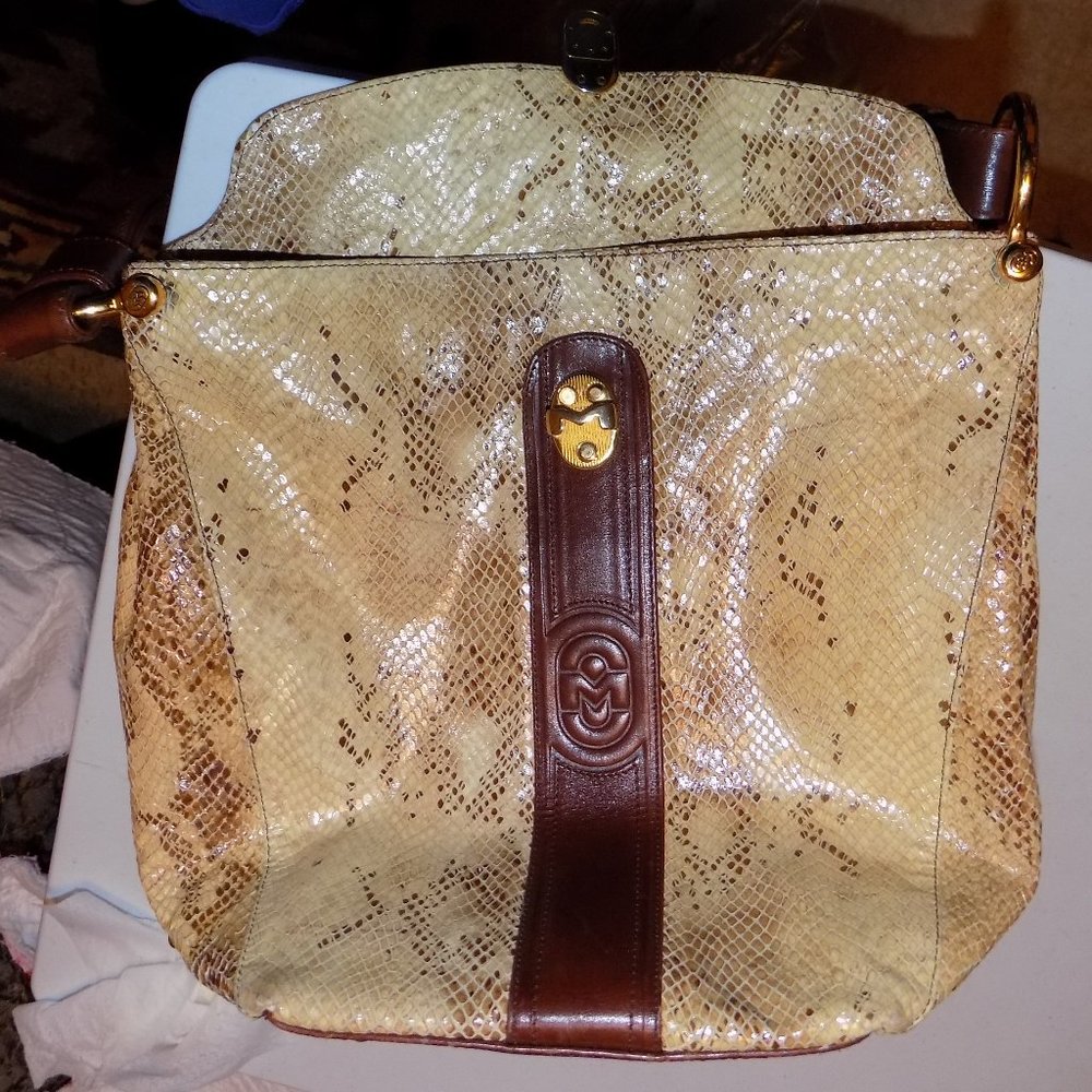 Marino Orlandi bucket bag snake embossed leather Italy - Picture 4 of 16